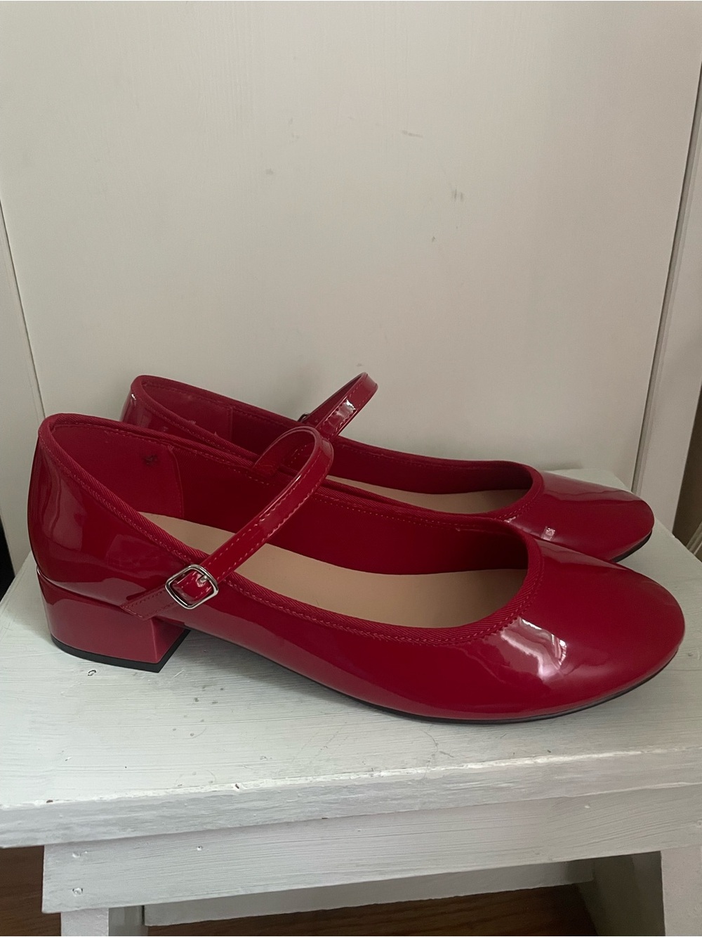 Madden Girl Red Patent Mary Jane Low Heel Pumps